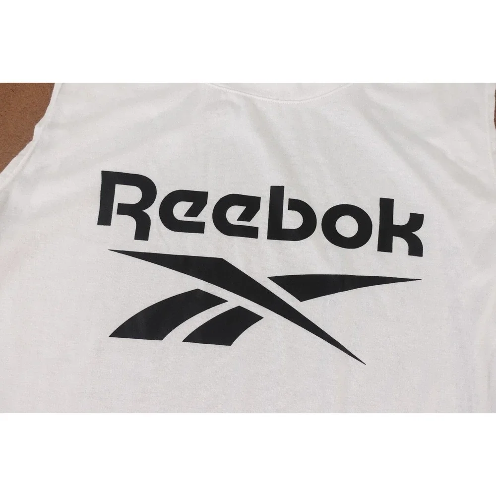 Reebok Men's Size XL White Black Logo Sleeveless Pullover T-Shirt - Picture 2 of 8